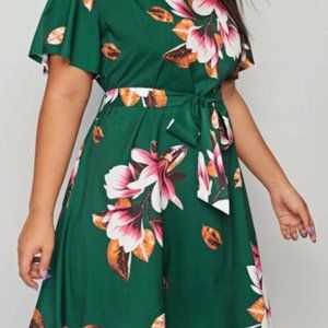 Plus Floral Print Belted Dress Size 20
